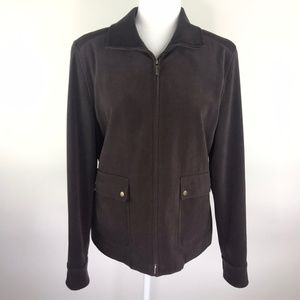 Talbots Brown Zip Jacket Sz 8 EUC